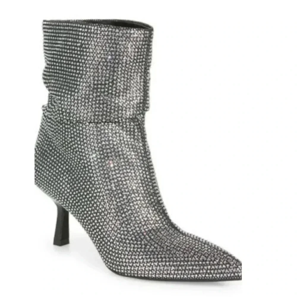 Open Edit Tilly Crystal Embellished Bootie in Silver Size 8.5